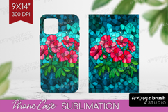 Stained Glass Phone Case PNG - Flowers Case PNG Sublimation Product Image 1