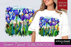 Stained Glass Square Tshirt Background - Flowers PNG Product Image 1