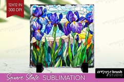 Stained Glass Slate PNG - Flowers Square Slate Sublimation Product Image 1
