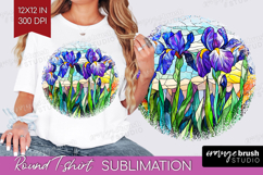 Stained Glass Round Tshirt Background - Flowers PNG Product Image 1