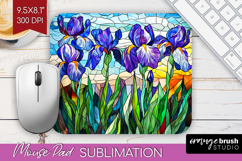 Stained Glass Mouse Pad Sublimation - Flowers Mousepad PNG Product Image 1