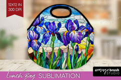 Stained Glass Lunch Bag - Flowers Lunch Bug PNG Sublimation Product Image 1
