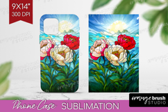 Stained Glass Phone Case PNG - Flowers Case PNG Sublimation Product Image 1