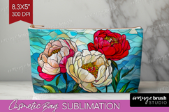 Stained Glass Cosmetic Bag - Flowers Makeup Bag PNG Product Image 1
