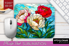 Stained Glass Mouse Pad Sublimation - Flowers Mousepad PNG Product Image 1
