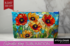Stained Glass Cosmetic Bag - Flowers Makeup Bag PNG Product Image 1
