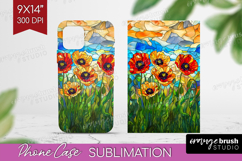 Stained Glass Phone Case PNG - Flowers Case PNG Sublimation Product Image 1