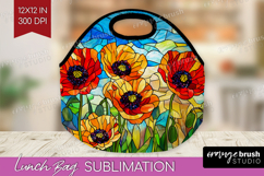 Stained Glass Lunch Bag - Flowers Lunch Bug PNG Sublimation Product Image 1