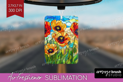 Stained Glass Air Freshener PNG - Flowers PNG Sublimation Product Image 1