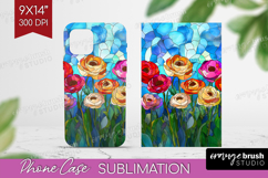 Stained Glass Phone Case PNG - Flowers Case PNG Sublimation Product Image 1