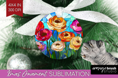 Stained Glass Ornament PNG - Flowers PNG Sublimation Product Image 1