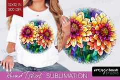 Stained Glass Round Tshirt Background - Flowers PNG Product Image 1