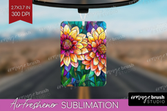Stained Glass Air Freshener PNG - Flowers PNG Sublimation Product Image 1
