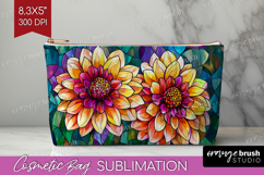 Stained Glass Cosmetic Bag - Flowers Makeup Bag PNG Product Image 1