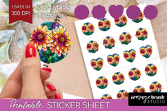 Stained Glass Round Sticker - Flowers Printable Sticker Product Image 1