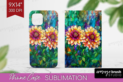 Stained Glass Phone Case PNG - Flowers Case PNG Sublimation Product Image 1