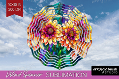 Stained Glass Wind Spinner Sublimation PNG - Flowers Round Product Image 1
