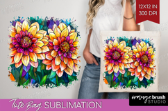 Stained Glass Tote Bag - Flowers Tote Bag PNG Sublimation Product Image 1