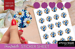 Stained Glass Round Sticker - Flowers Printable Sticker Product Image 1