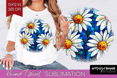 Stained Glass Round Tshirt Background - Flowers PNG Product Image 1