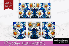 Stained Glass Mug Wrap - Flowers Mug PNG Sublimation Product Image 1