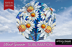 Stained Glass Wind Spinner Sublimation PNG - Flowers Round Product Image 1