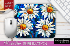 Stained Glass Mouse Pad Sublimation - Flowers Mousepad PNG Product Image 1