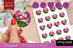 Stained Glass Round Sticker - Flowers Printable Sticker Product Image 1