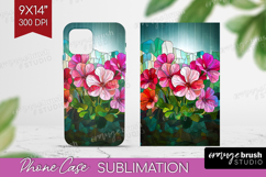 Stained Glass Phone Case PNG - Flowers Case PNG Sublimation Product Image 1