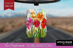 Stained Glass Air Freshener PNG - Flowers PNG Sublimation Product Image 1