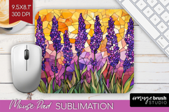 Stained Glass Mouse Pad Sublimation - Flowers Mousepad PNG Product Image 1