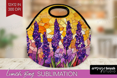 Stained Glass Lunch Bag - Flowers Lunch Bug PNG Sublimation Product Image 1