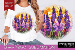 Stained Glass Round Tshirt Background - Flowers PNG Product Image 1