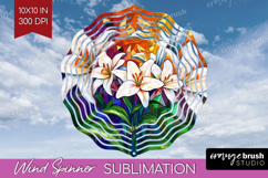 Stained Glass Wind Spinner Sublimation PNG - Flowers Round Product Image 1