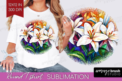 Stained Glass Round Tshirt Background - Flowers PNG Product Image 1
