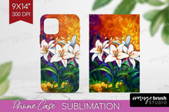 Stained Glass Phone Case PNG - Flowers Case PNG Sublimation Product Image 1