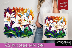 Stained Glass Tote Bag - Flowers Tote Bag PNG Sublimation Product Image 1