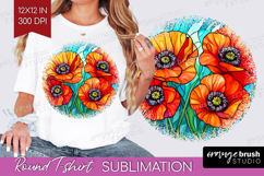 Stained Glass Round Tshirt Background - Flowers PNG Product Image 1