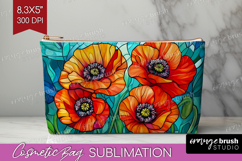 Stained Glass Cosmetic Bag - Flowers Makeup Bag PNG Product Image 1