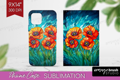 Stained Glass Phone Case PNG - Flowers Case PNG Sublimation Product Image 1