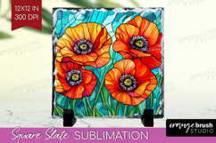 Stained Glass Slate PNG - Flowers Square Slate Sublimation Product Image 1