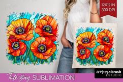 Stained Glass Tote Bag - Flowers Tote Bag PNG Sublimation Product Image 1