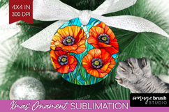 Stained Glass Ornament PNG - Flowers PNG Sublimation Product Image 1