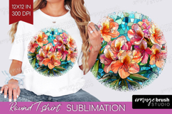 Stained Glass Round Tshirt Background - Flowers PNG Product Image 1