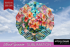 Stained Glass Wind Spinner Sublimation PNG - Flowers Round Product Image 1