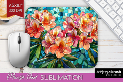 Stained Glass Mouse Pad Sublimation - Flowers Mousepad PNG Product Image 1