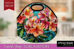 Stained Glass Lunch Bag - Flowers Lunch Bug PNG Sublimation Product Image 1