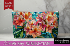 Stained Glass Cosmetic Bag - Flowers Makeup Bag PNG Product Image 1