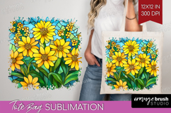 Stained Glass Tote Bag - Flowers Tote Bag PNG Sublimation Product Image 1