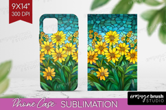 Stained Glass Phone Case PNG - Flowers Case PNG Sublimation Product Image 1